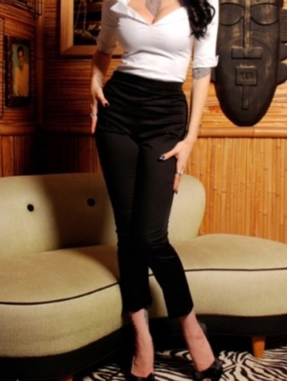 Deadly Dames Black Cigarette Pants Vintage Retro By Micheline Pitt Pinup Couture